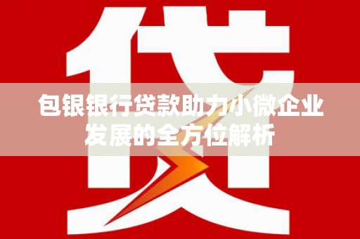 西秀包银银行贷款助力小微企业发展的全方位解析 西秀包银银行贷款助力小微企业发展的全方位解析