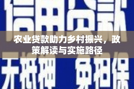 西秀农业贷款助力乡村振兴，政策解读与实施路径