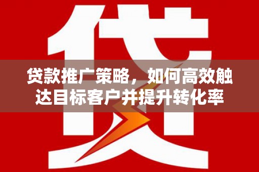 西秀贷款推广策略，如何高效触达目标客户并提升转化率